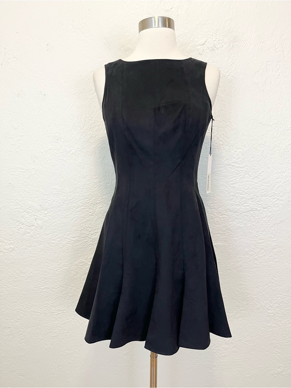 Jay Godfrey Dress Black Faux Suede Mini Pleated 2